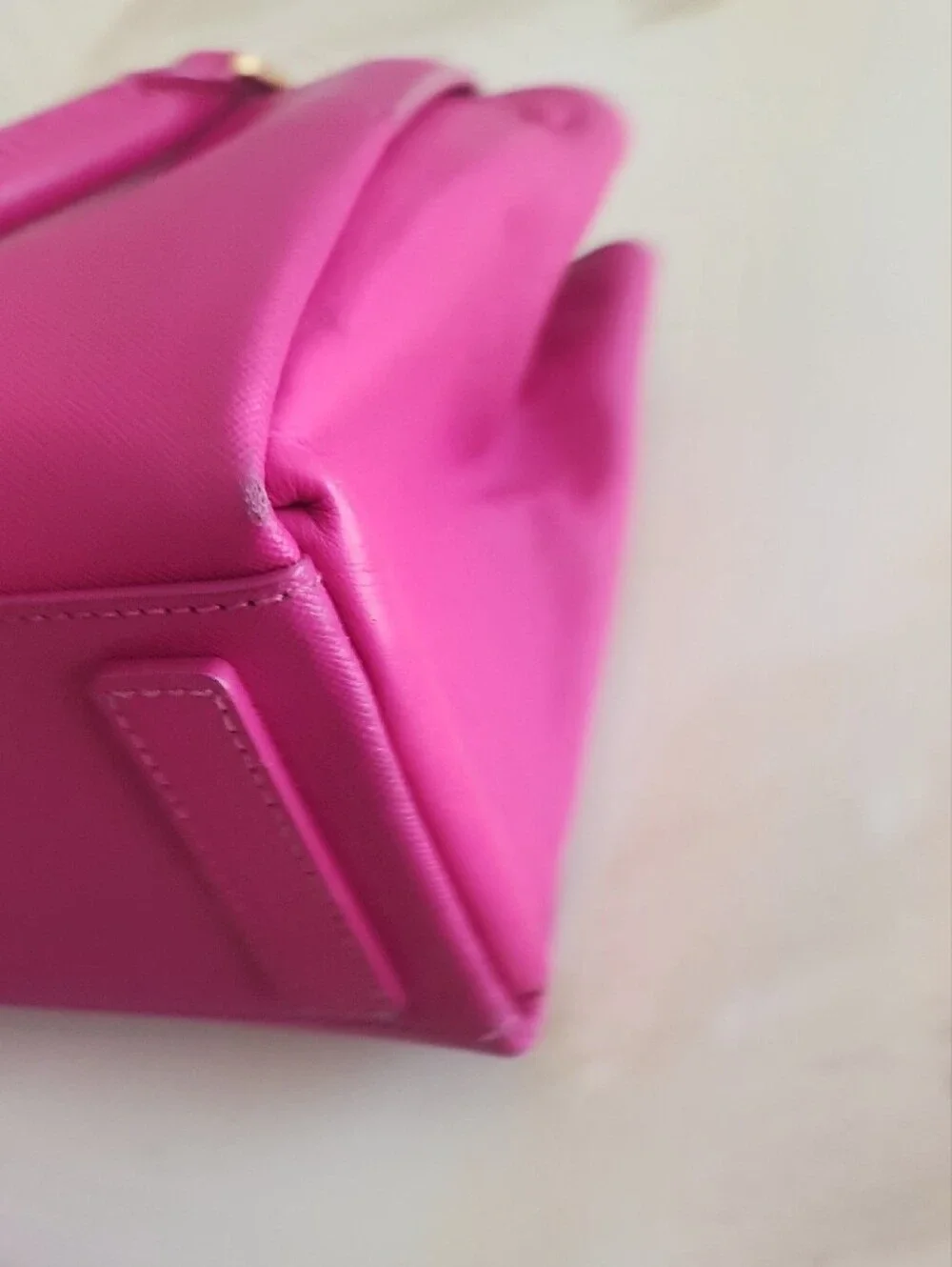MCM Fuchsia Pink Saffiano Leather Top-Handle Satchel W/Crossbody Strap